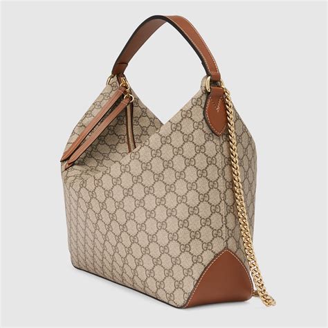 Gucci Hobo Shoulder Bag GG Canvas Leather Sherry line 